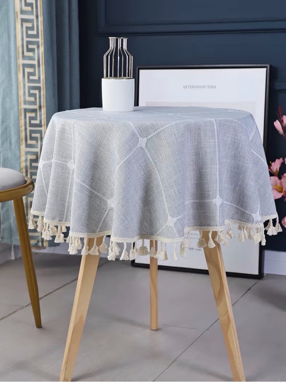 Amazon Gray/cream 36” round table cloth.